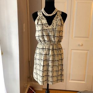 LOFT Cream and Black Dress Size 2